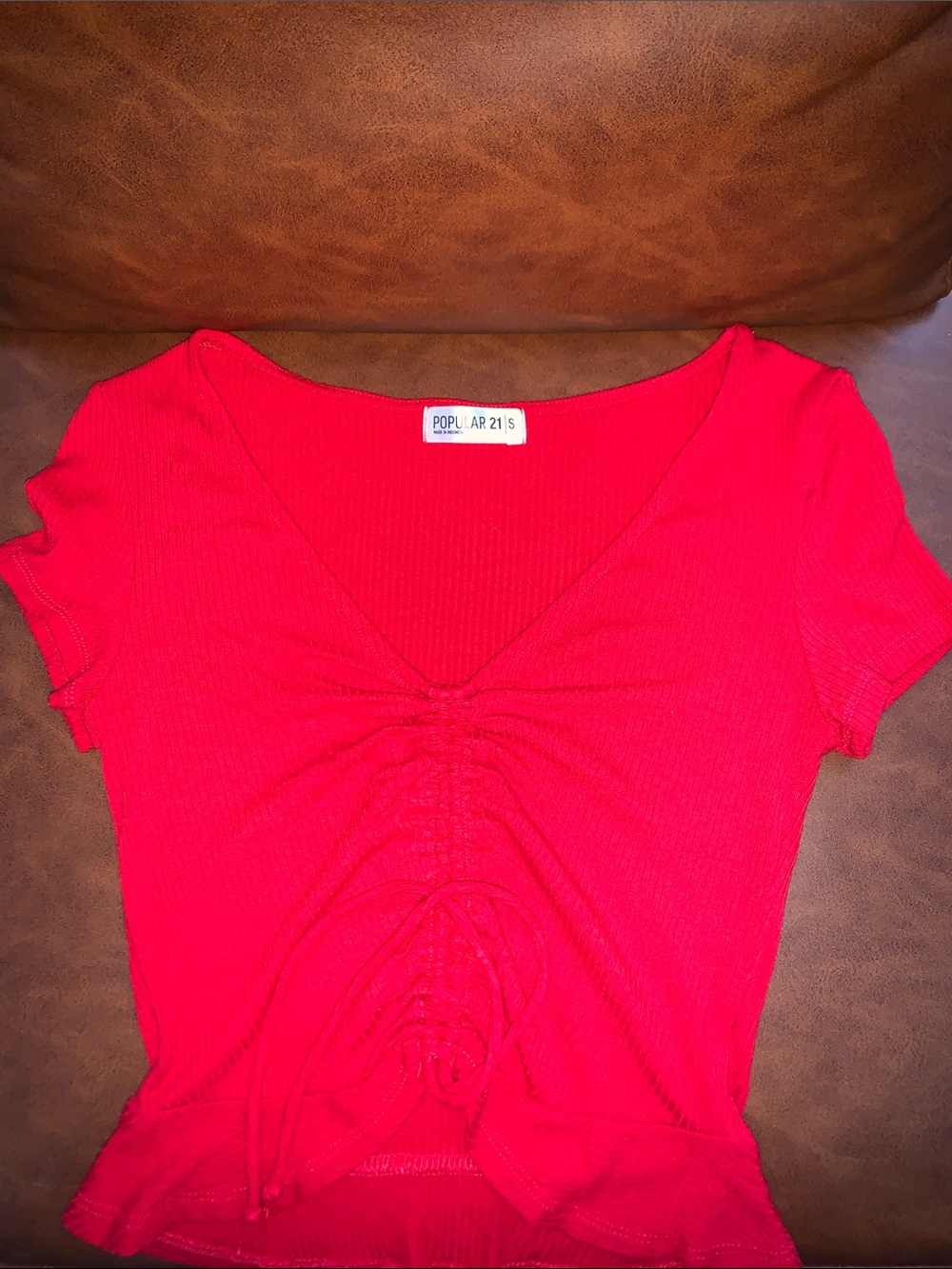 Red Ruched Women's Top